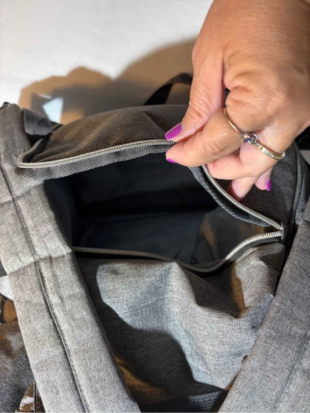 Keababies Gray Canvas Diaper bag Backpack with Leather Patch